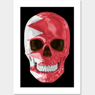 Bahrain Flag Skull - Gift for Bahraini With Roots From Bahrain Posters and Art